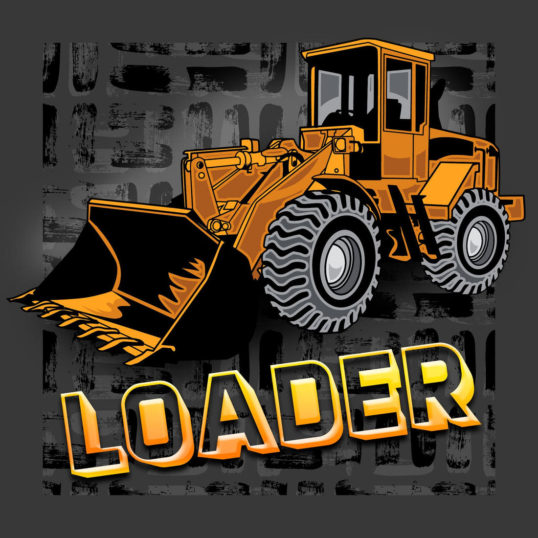 Design 321 Bulldozer Panel – full artwork close-up of the printed picture | Fabric by Missy Rose