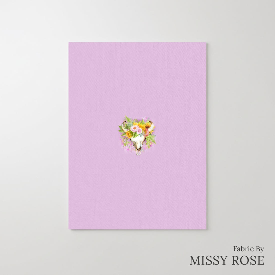 Design 322 Pink Sunflower Bull Skull Panel – printed fabric panel with centred picture, custom printed to order | Fabric by Missy Rose