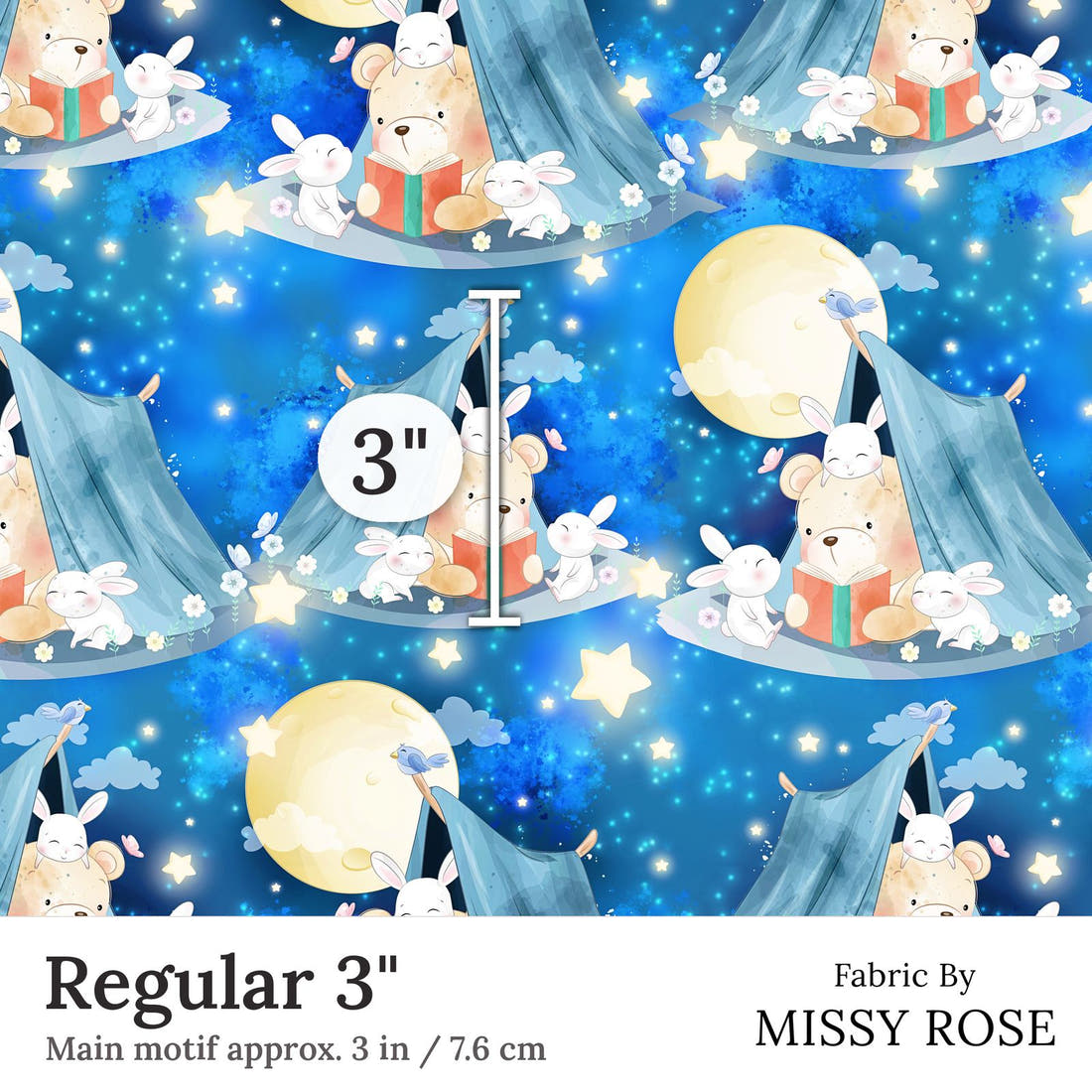 Design 324 Camping Bear Fabric Regular 3 inch print scale guide | Fabric by Missy Rose