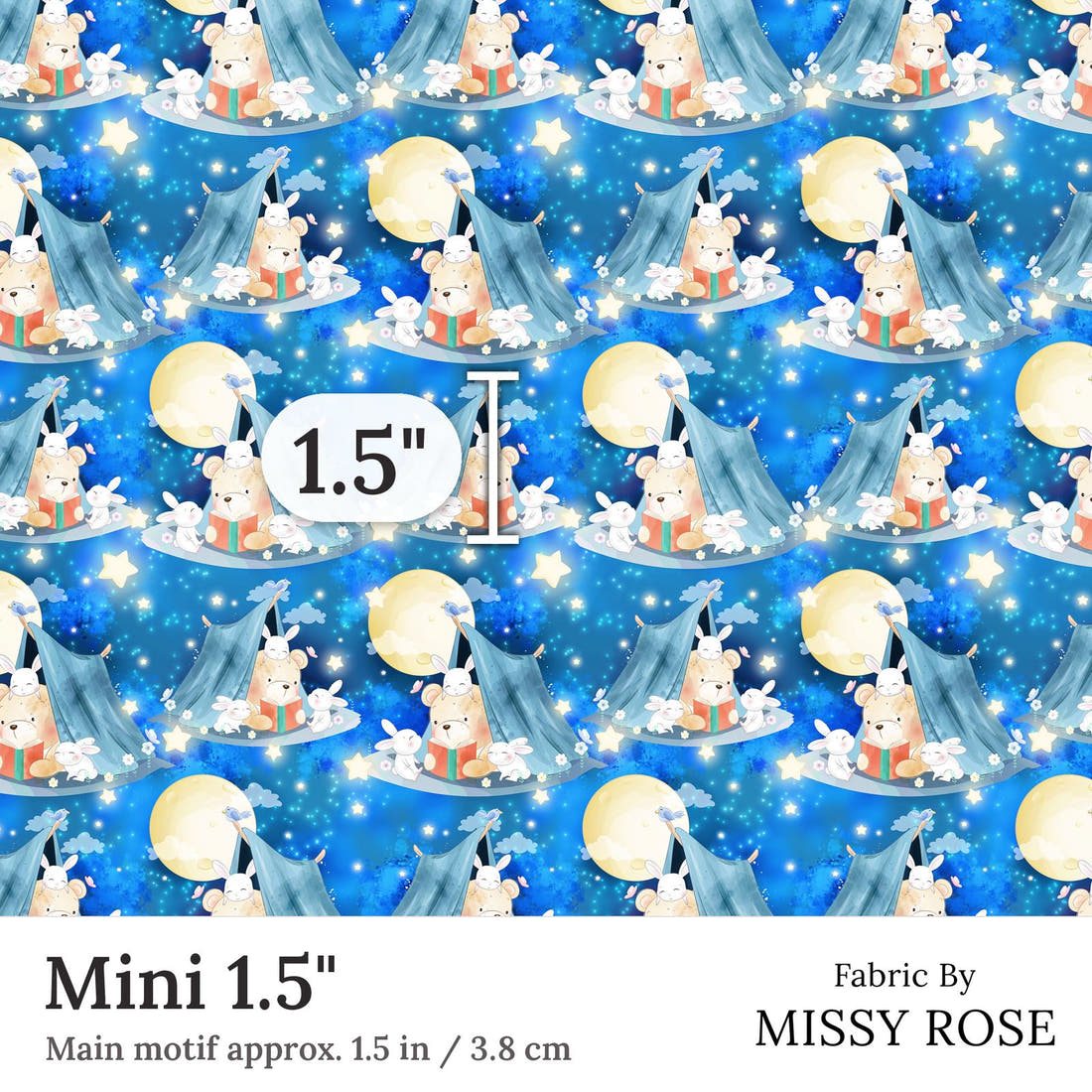 Design 324 Camping Bear Fabric Mini 1.5 inch print scale guide | Fabric by Missy Rose