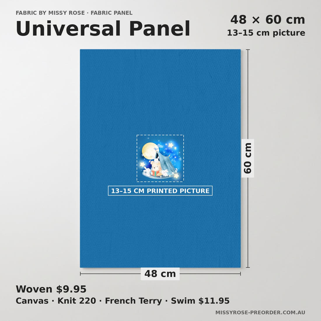 Design 324 Camping Bear Panel universal panel sizing – 13–15 cm printed picture on 48 × 60 cm fabric | Fabric by Missy Rose