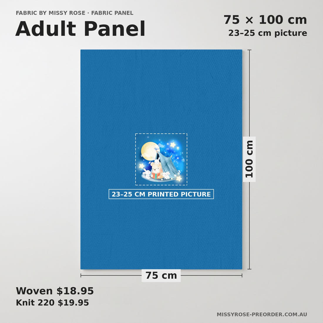 Design 324 Camping Bear Panel adult panel sizing – 23–25 cm printed picture on 75 × 100 cm fabric | Fabric by Missy Rose