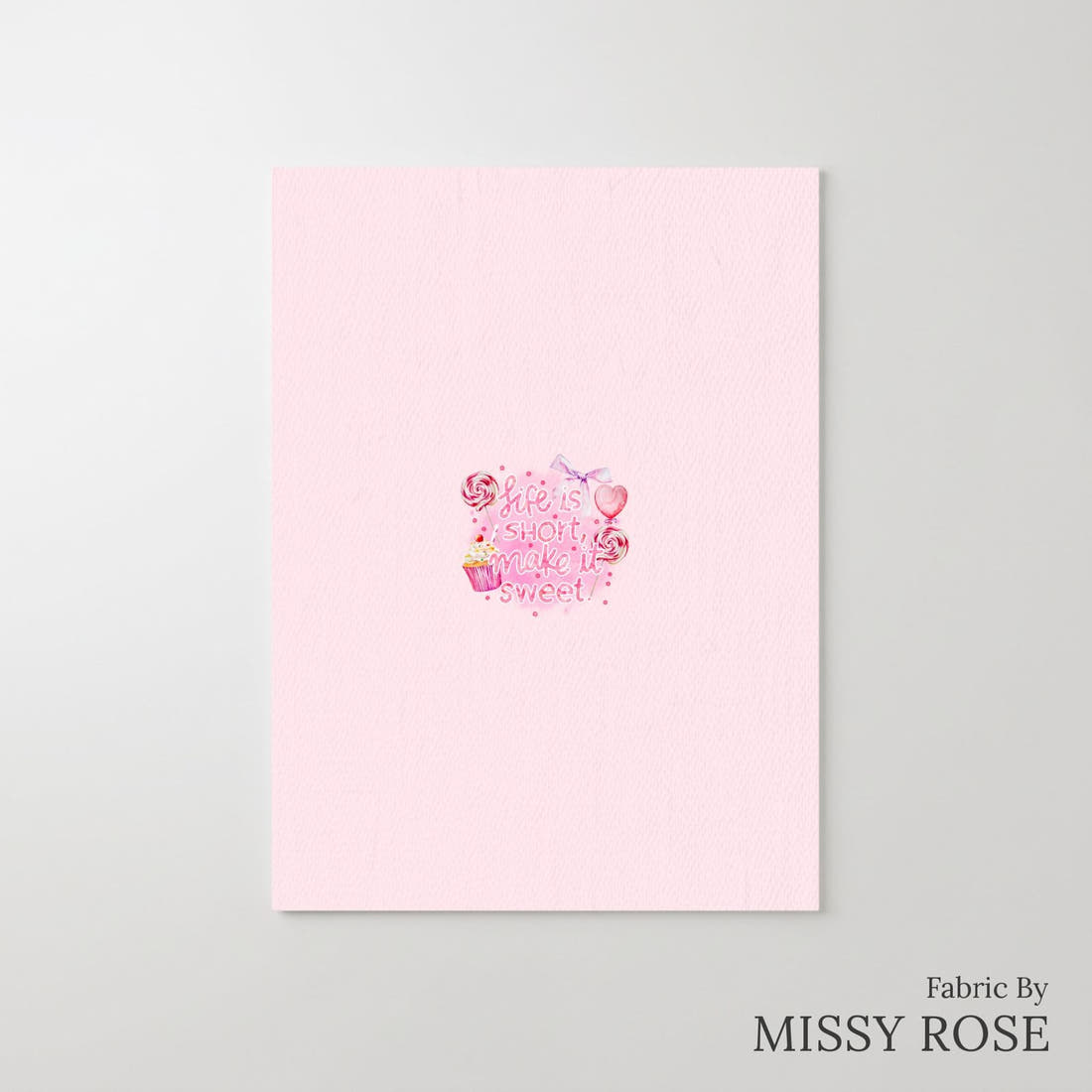 Design 325 Sweet Pink Panel – printed fabric panel with centred picture, custom printed to order | Fabric by Missy Rose