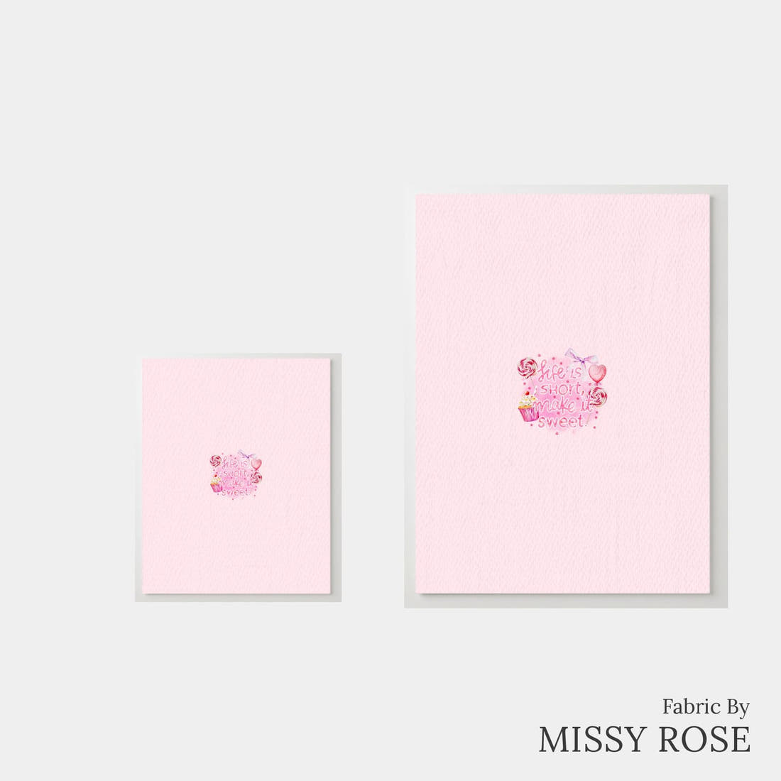 Design 325 Sweet Pink Panel – universal and adult panel sizes side by side | Fabric by Missy Rose