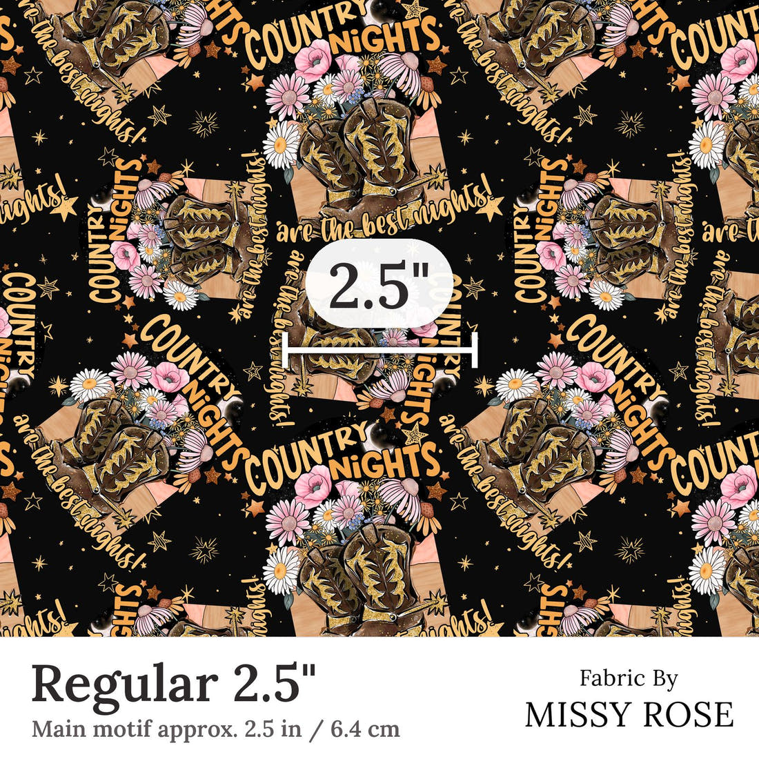 Design 326 Country Nights Fabric Regular 2.5 inch print scale guide | Fabric by Missy Rose