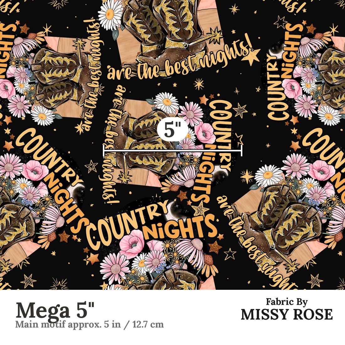 Design 326 Country Nights Fabric Mega 5" - print scale | Fabric by Missy Rose