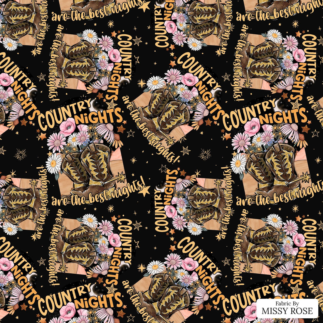 Design 326 Country Nights Fabric - flat view of the print, zoom in for detail | Fabric by Missy Rose
