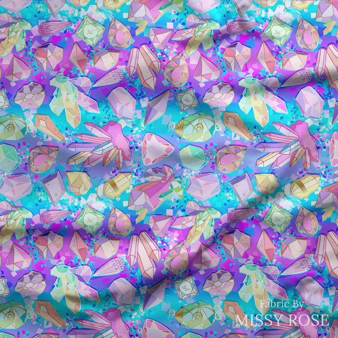 Design 327 Crystals Fabric draped fabric mockup – custom printed fabric by the metre | Fabric by Missy Rose