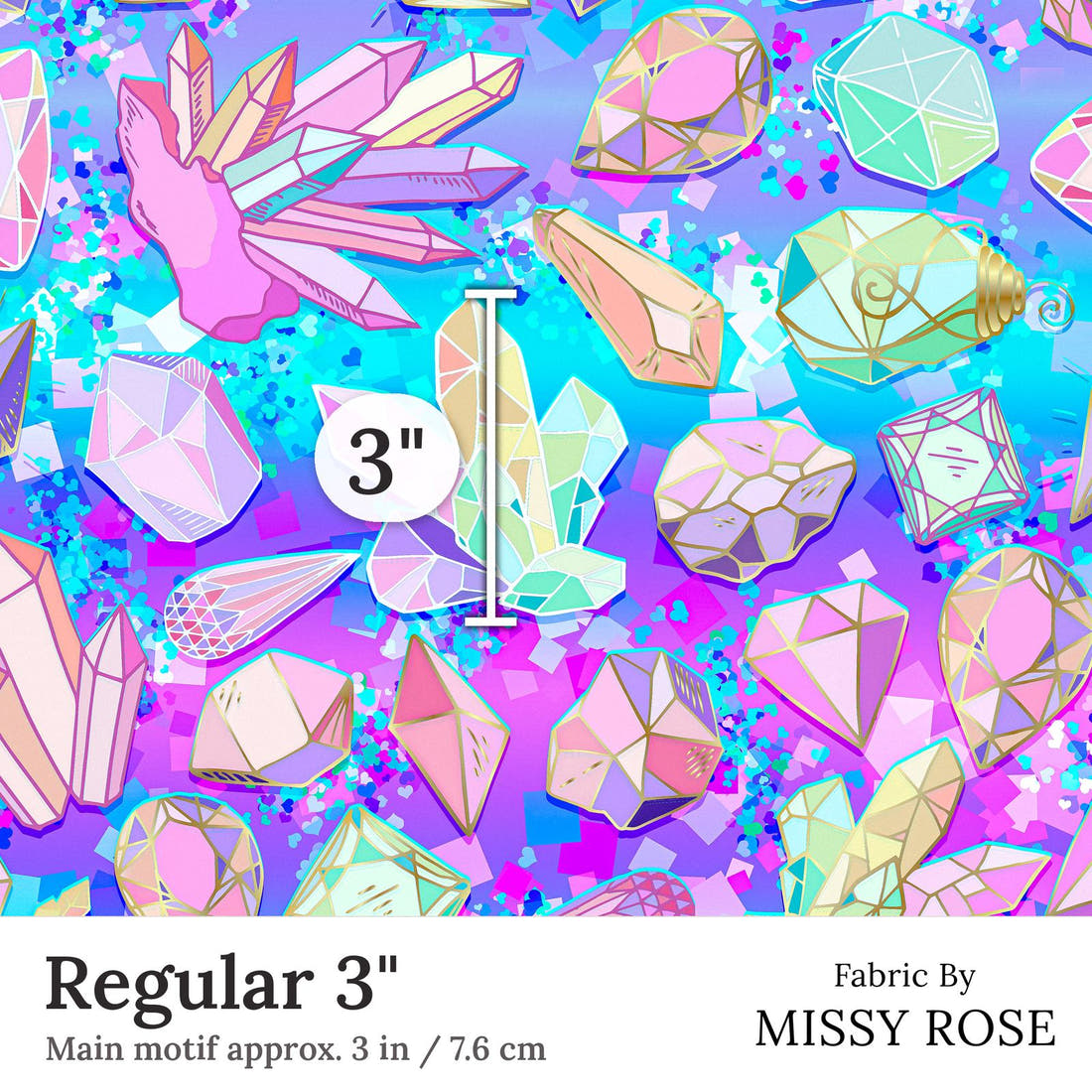 Design 327 Crystals Fabric Regular 3 inch print scale guide | Fabric by Missy Rose