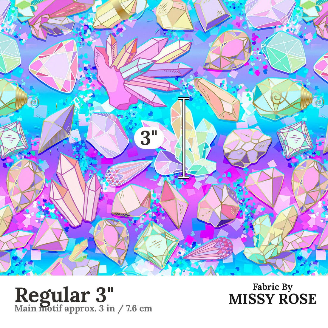 Design 327 Crystals Fabric Regular 3" - print scale | Fabric by Missy Rose