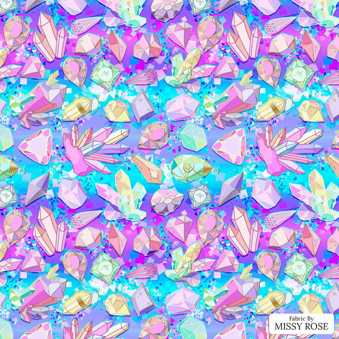 Design 327 Crystals Fabric - flat view of the print, zoom in for detail | Fabric by Missy Rose