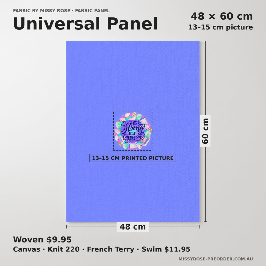 Design 327 Crystals Panel universal panel sizing – 13–15 cm printed picture on 48 × 60 cm fabric | Fabric by Missy Rose