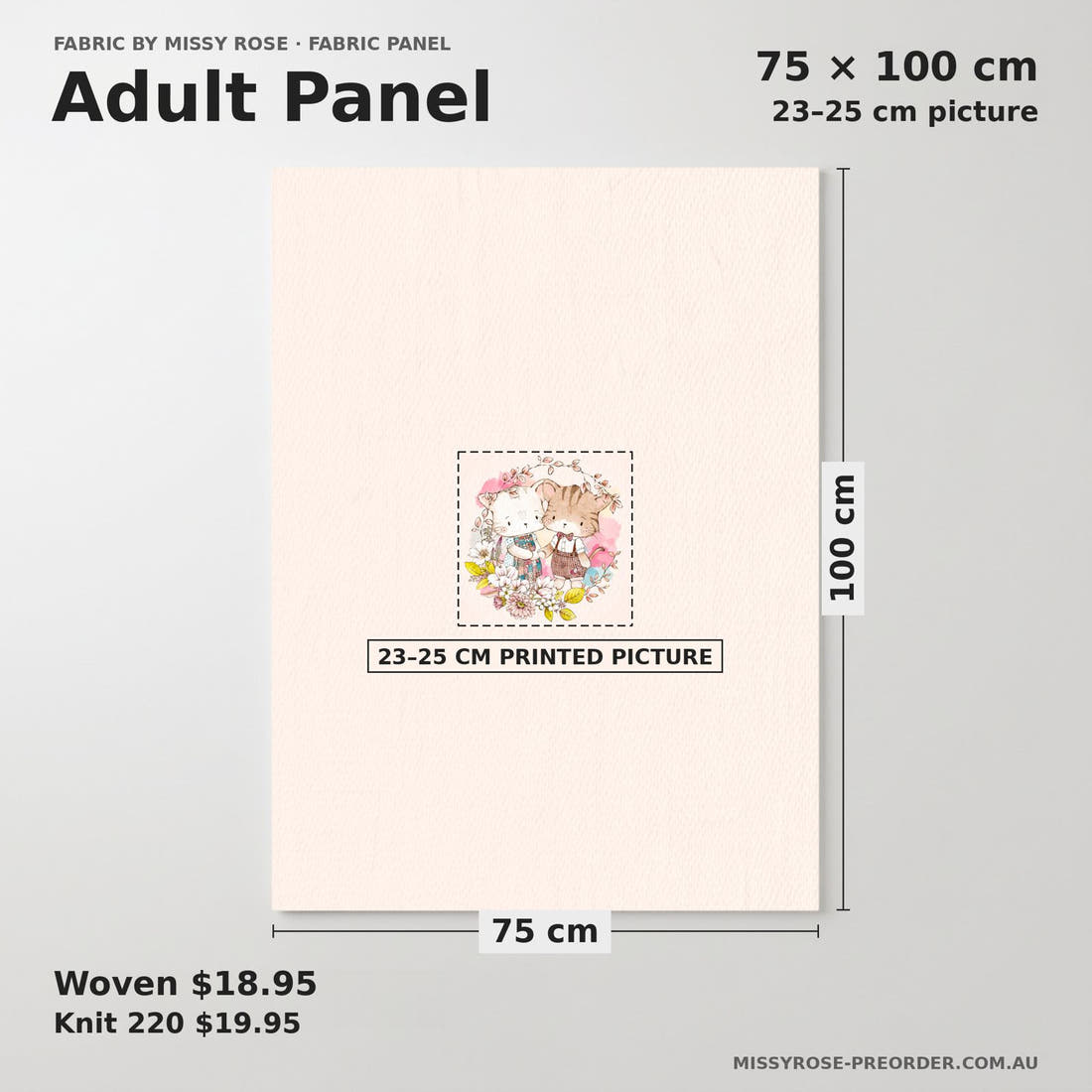 Design 329 Cute Cats Panel adult panel sizing – 23–25 cm printed picture on 75 × 100 cm fabric | Fabric by Missy Rose
