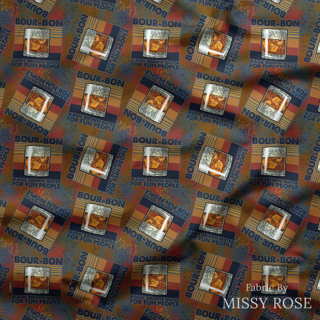 Design 33 Bourbon Fabric draped fabric mockup – custom printed fabric by the metre | Fabric by Missy Rose