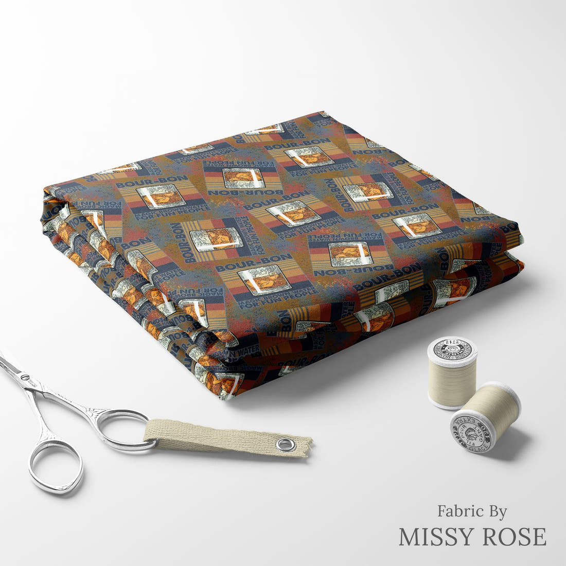 Design 33 Bourbon Fabric folded fabric stack with matching thread – pre-order fabric Australia | Fabric by Missy Rose