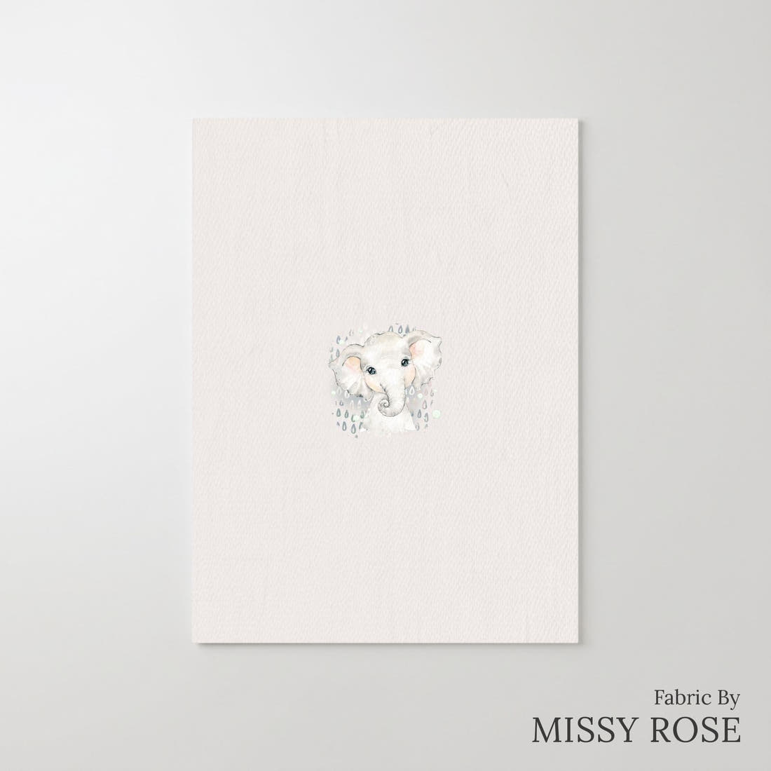 Design 331 Grey Elephant Panel – printed fabric panel with centred picture, custom printed to order | Fabric by Missy Rose