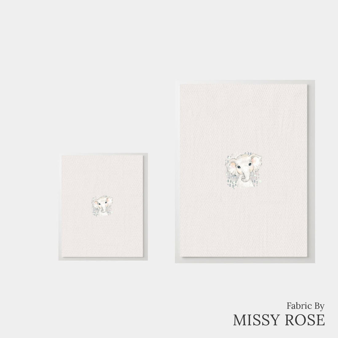 Design 331 Grey Elephant Panel – universal and adult panel sizes side by side | Fabric by Missy Rose