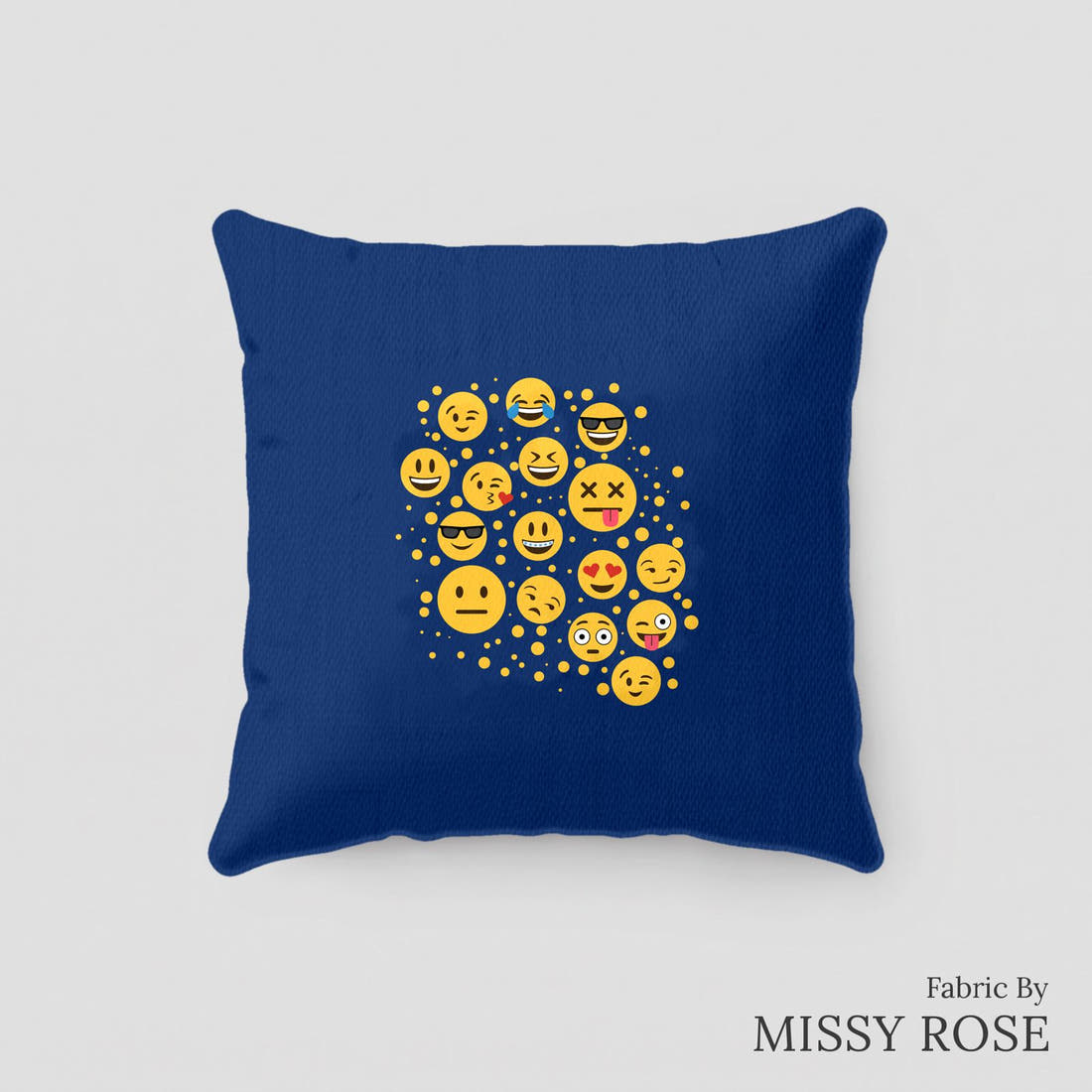 Design 332 Emoji Panel sewn into a cushion – see how the panel looks made up | Fabric by Missy Rose