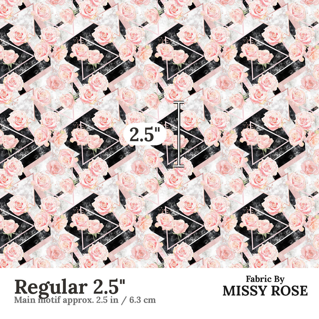 Design 336 Geometric Roses Fabric Regular 2.5" - print scale | Fabric by Missy Rose