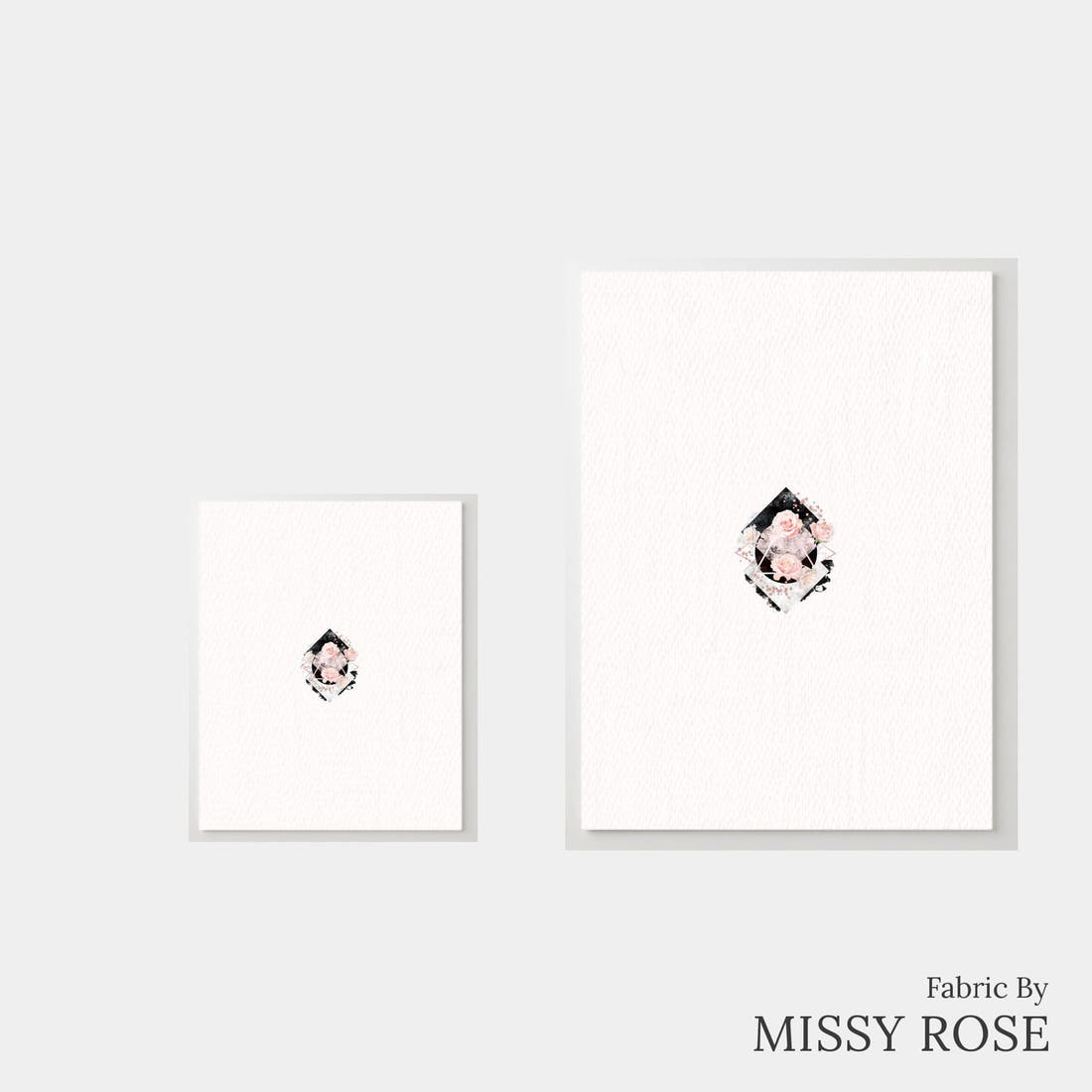 Design 336 Geometric Roses Panel – universal and adult panel sizes side by side | Fabric by Missy Rose