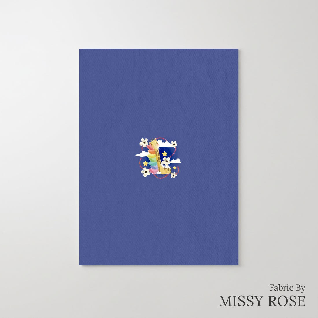Design 337 Sleepy Giraffe Panel – printed fabric panel with centred picture, custom printed to order | Fabric by Missy Rose