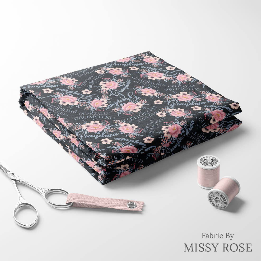 Design 339 Grandma Fabric folded fabric stack with matching thread – pre-order fabric Australia | Fabric by Missy Rose
