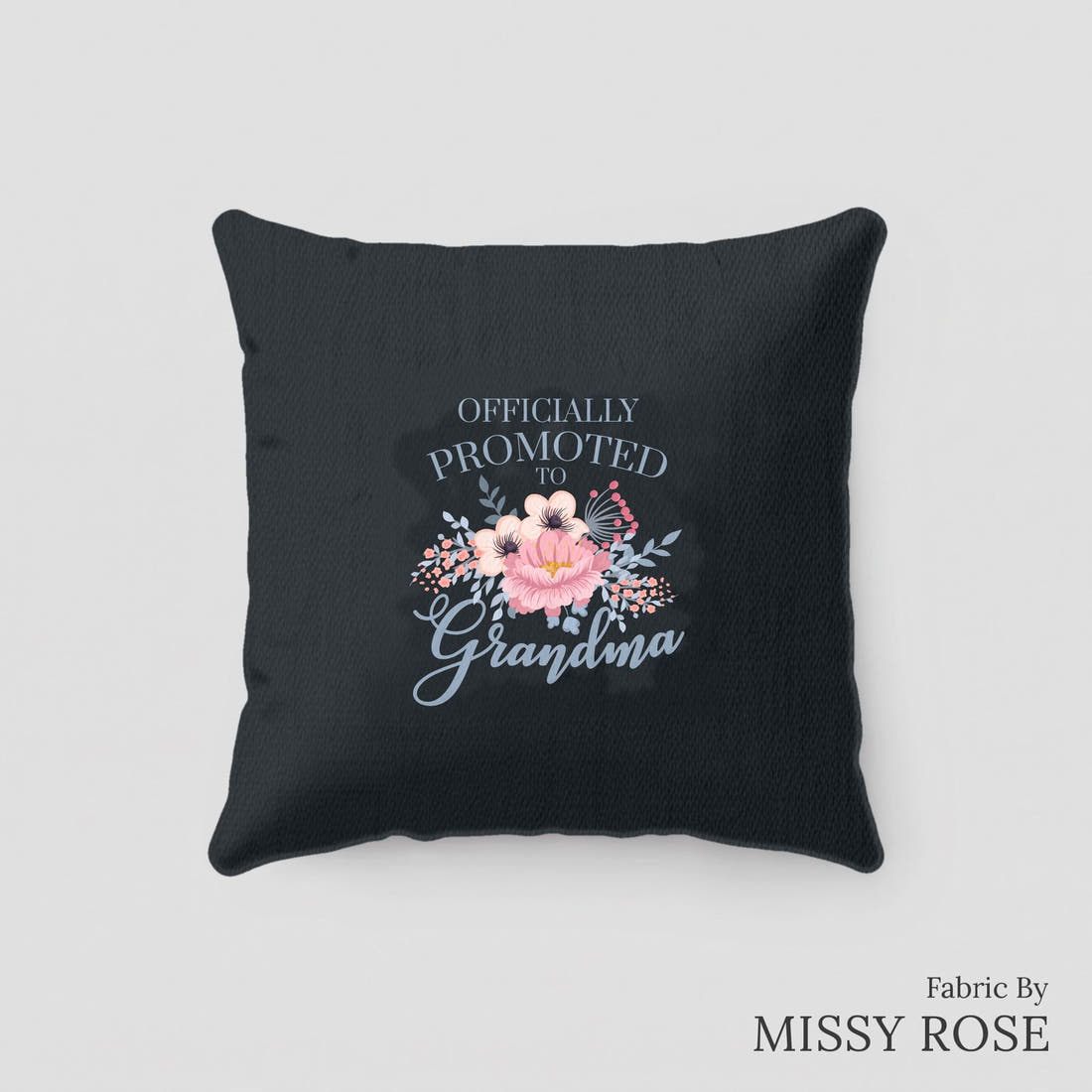 Design 339 Grandma Panel sewn into a cushion – see how the panel looks made up | Fabric by Missy Rose