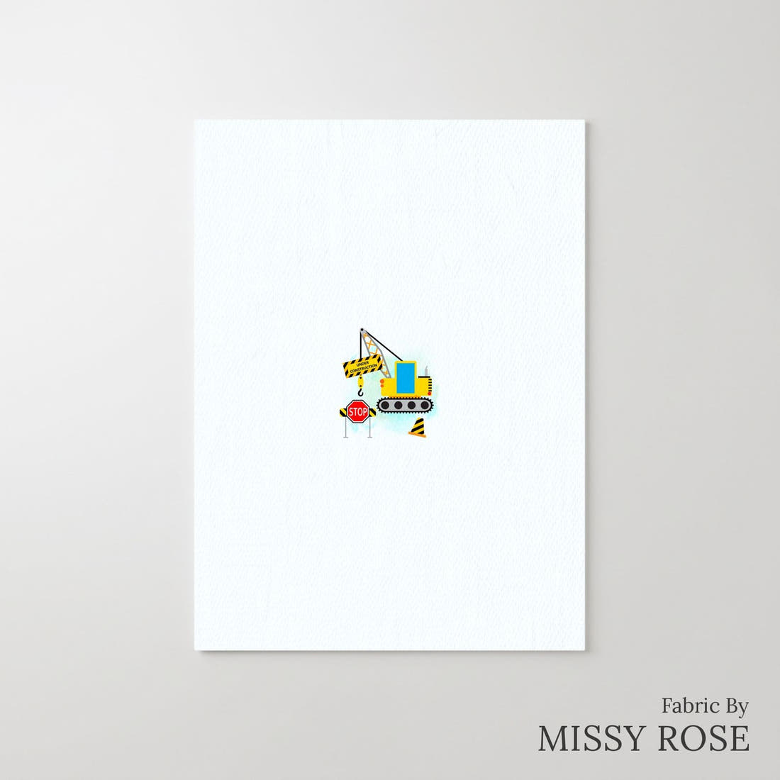 Design 34 Diggers Panel – printed fabric panel with centred picture, custom printed to order | Fabric by Missy Rose