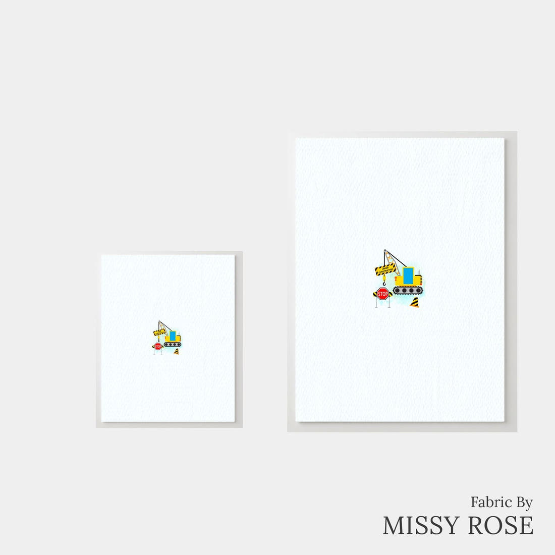 Design 34 Diggers Panel – universal and adult panel sizes side by side | Fabric by Missy Rose