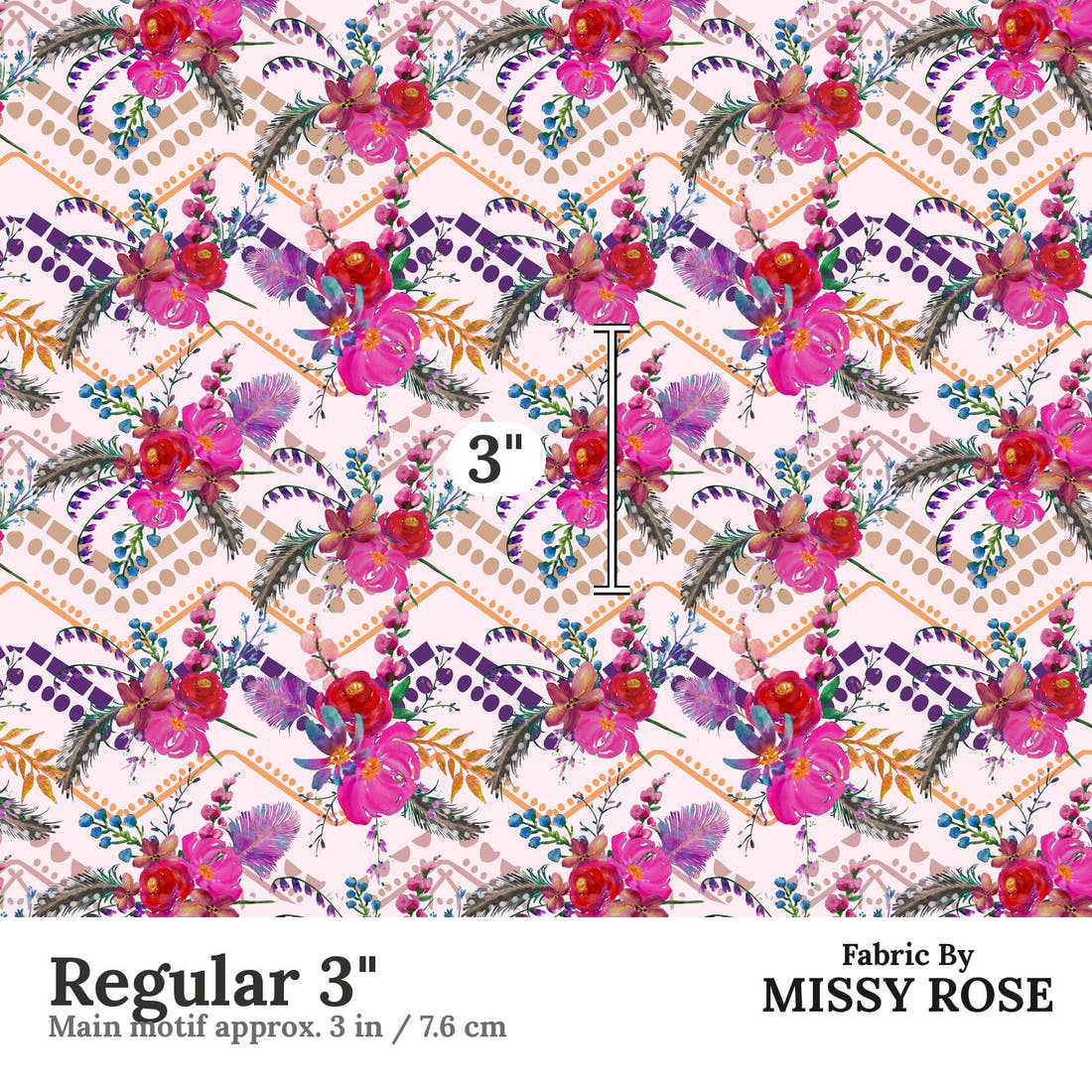 Design 340 Gypsy Floral Fabric Regular 3" - print scale | Fabric by Missy Rose