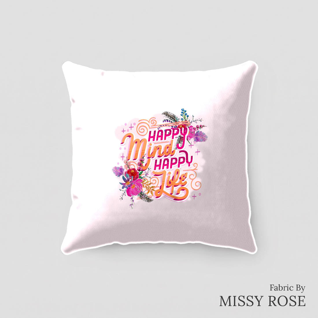 Design 340 Gypsy Floral Panel sewn into a cushion – see how the panel looks made up | Fabric by Missy Rose