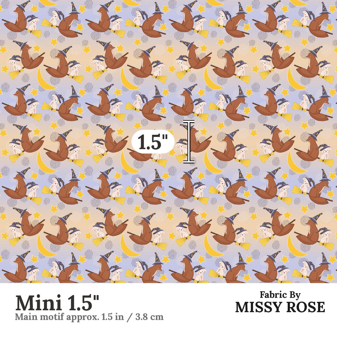Design 341 Broomestick Animals Fabric Mini 1.5" - print scale | Fabric by Missy Rose