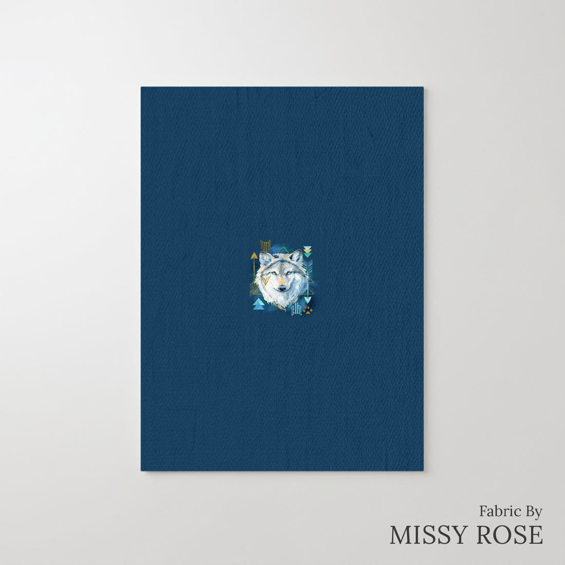 Design 343 Wolf Panel – printed fabric panel with centred picture, custom printed to order | Fabric by Missy Rose