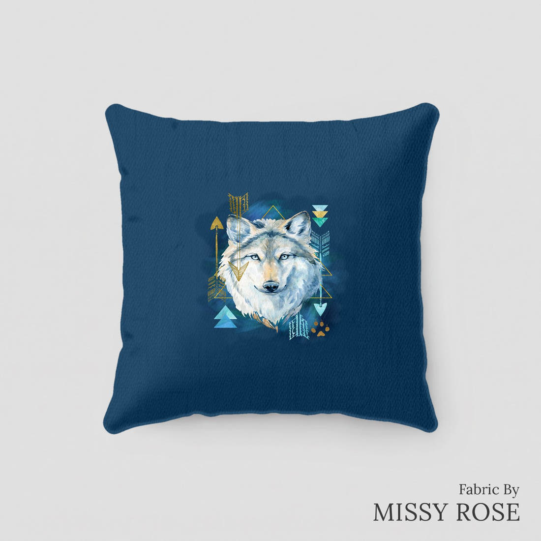 Design 343 Wolf Panel sewn into a cushion – see how the panel looks made up | Fabric by Missy Rose