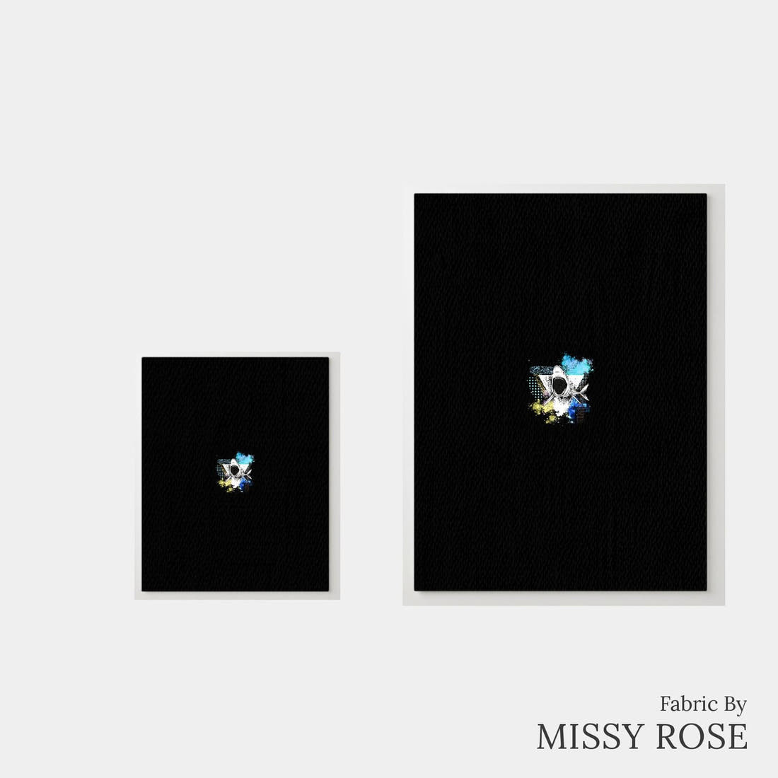 Design 344 Geometric Shark Panel – universal and adult panel sizes side by side | Fabric by Missy Rose