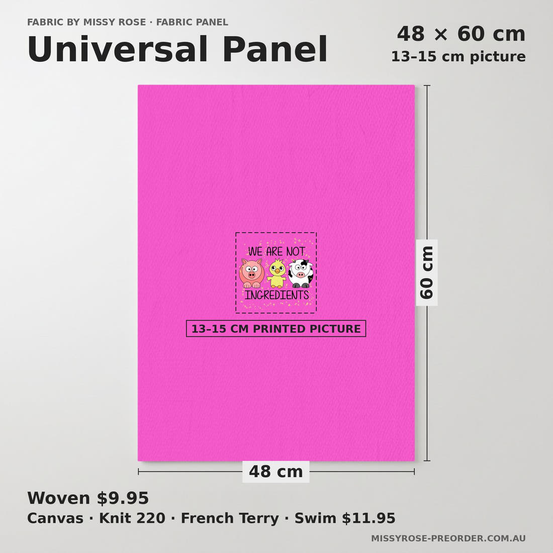 Design 345 Farm Friends Panel universal panel sizing – 13–15 cm printed picture on 48 × 60 cm fabric | Fabric by Missy Rose