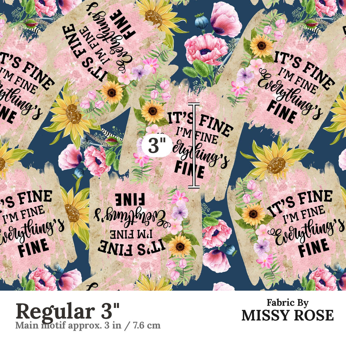 Design 346 Everything Fine Fabric Regular 3" - print scale | Fabric by Missy Rose