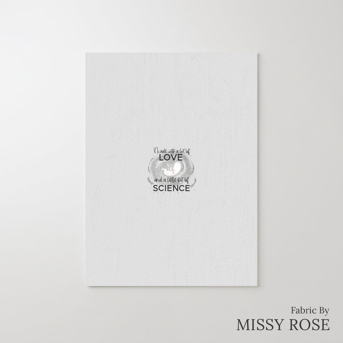 Design 347 Grey IVF Panel – printed fabric panel with centred picture, custom printed to order | Fabric by Missy Rose