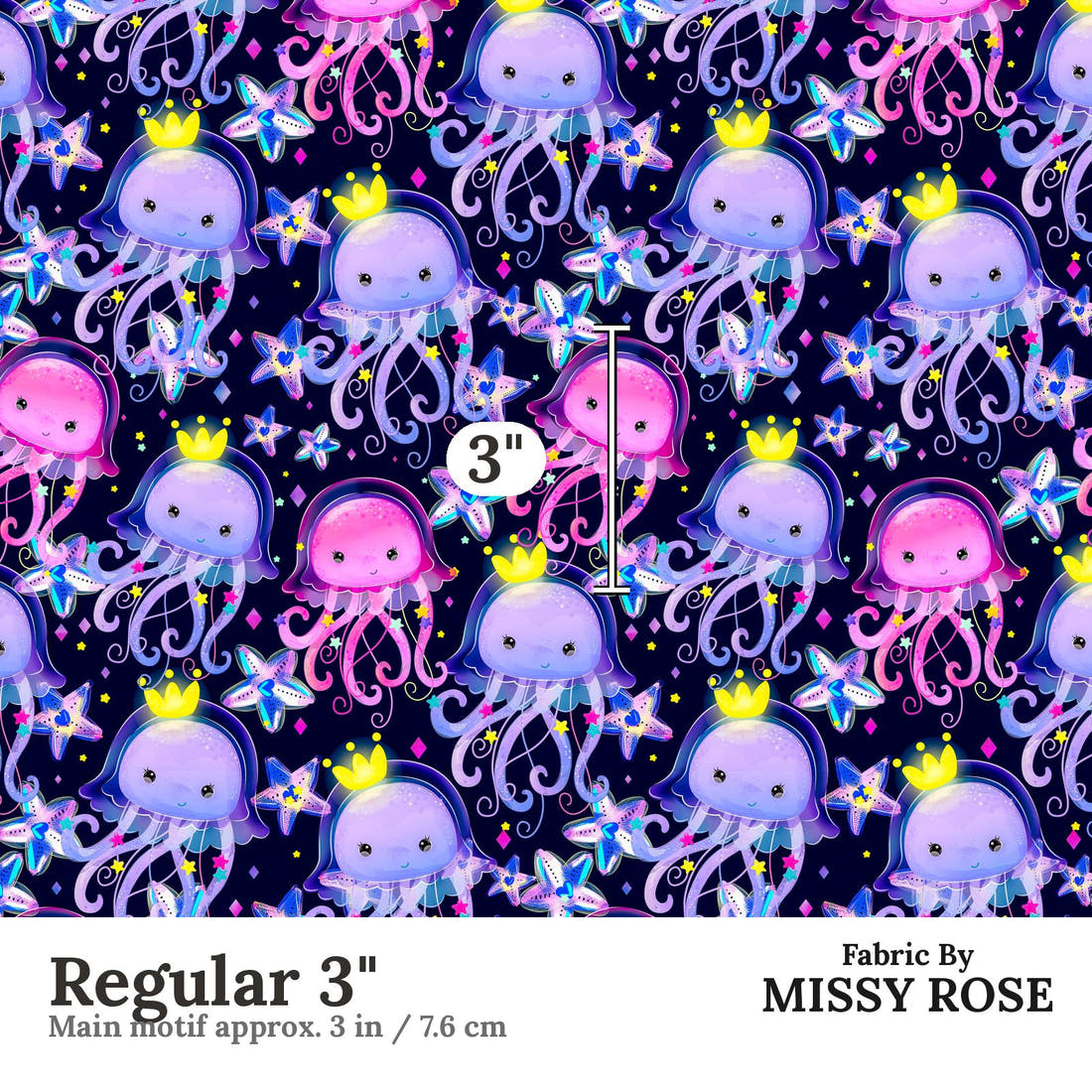 Design 348 Jelly Fish Fabric Regular 3" - print scale | Fabric by Missy Rose