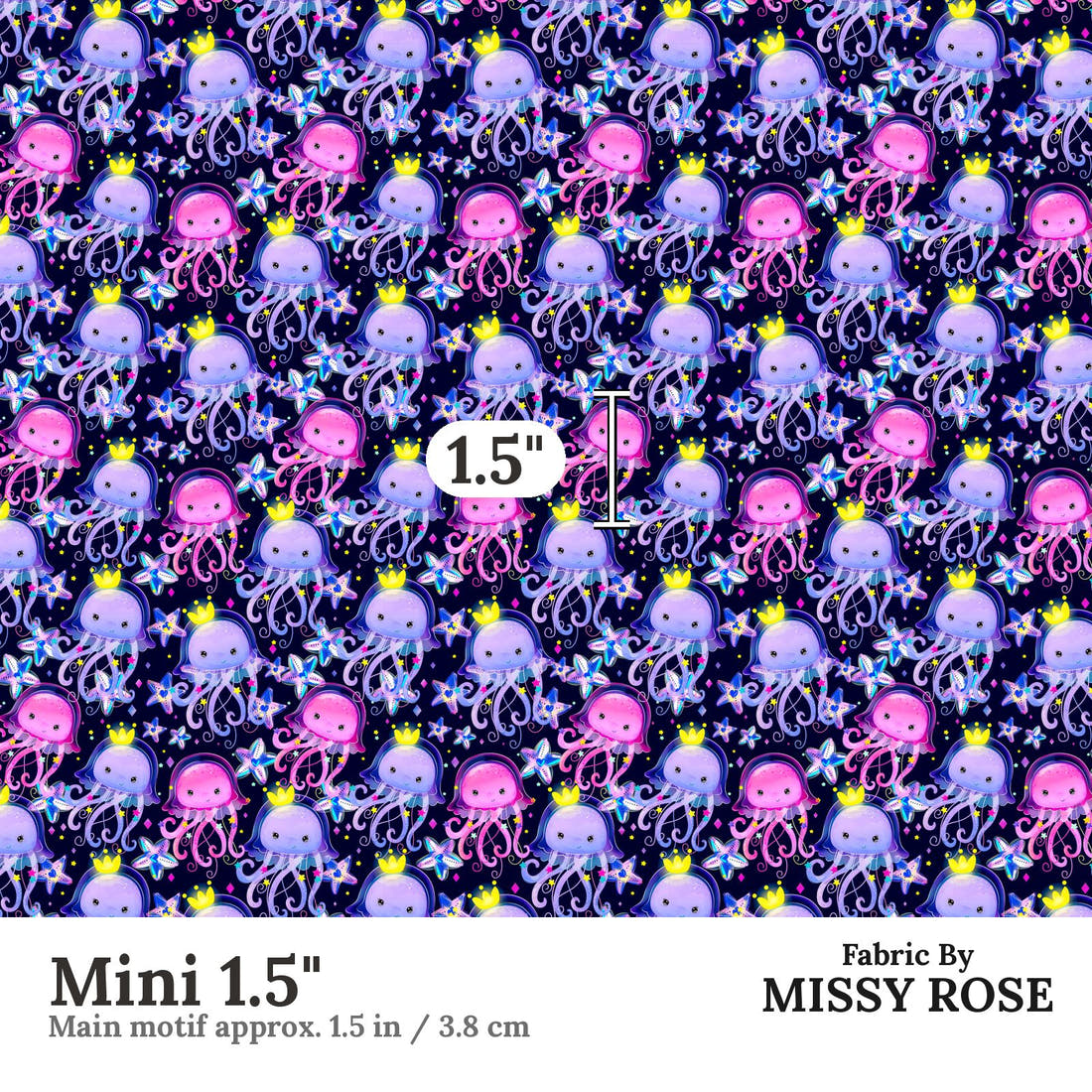 Design 348 Jelly Fish Fabric Mini 1.5" - print scale | Fabric by Missy Rose