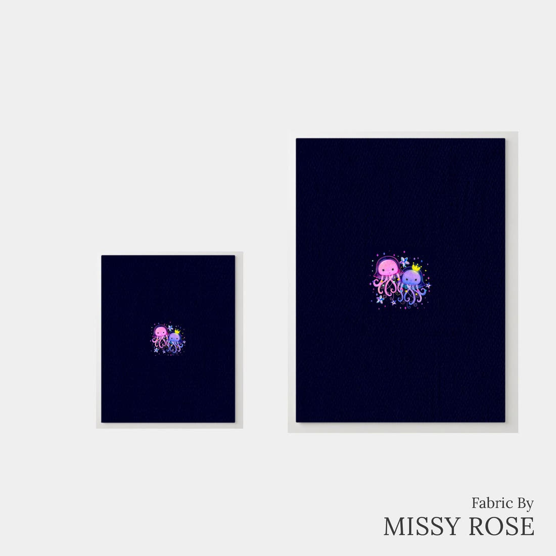 Design 348 Jelly Fish Panel – universal and adult panel sizes side by side | Fabric by Missy Rose