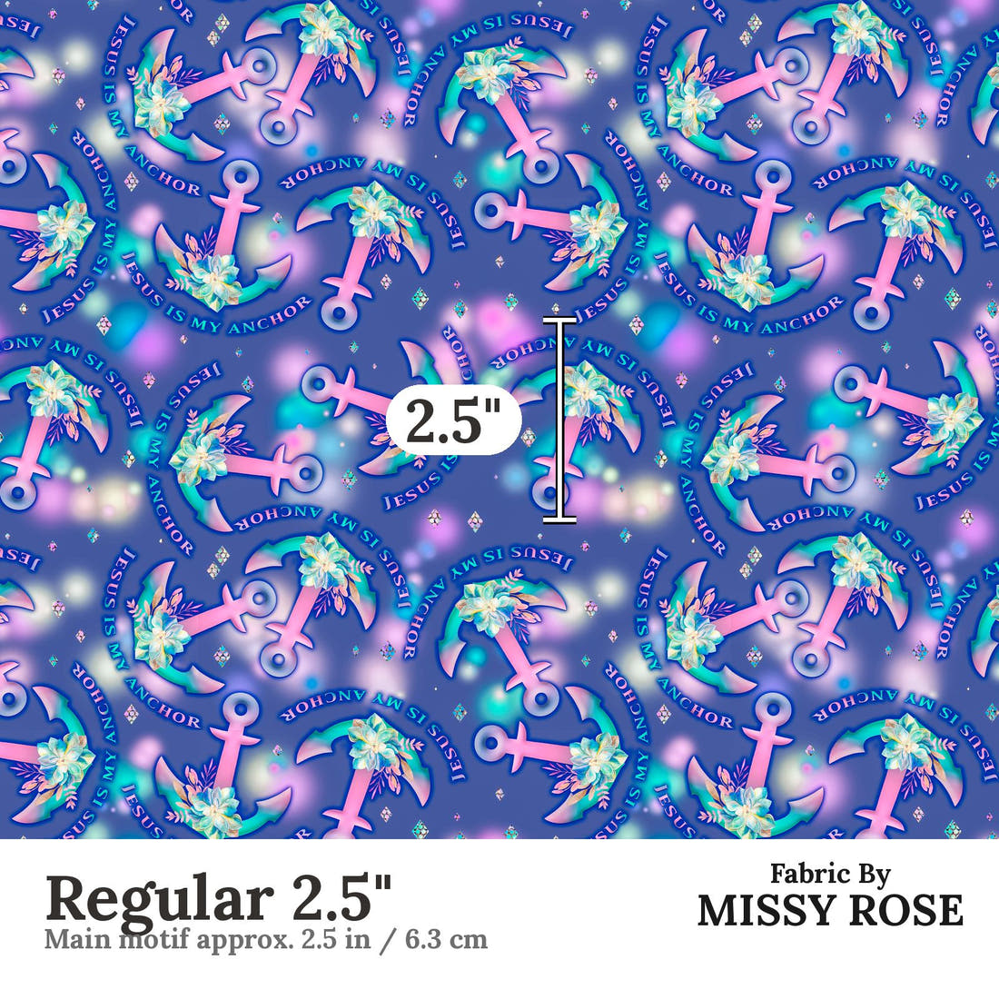 Design 349 Jesus Fabric Regular 2.5" - print scale | Fabric by Missy Rose