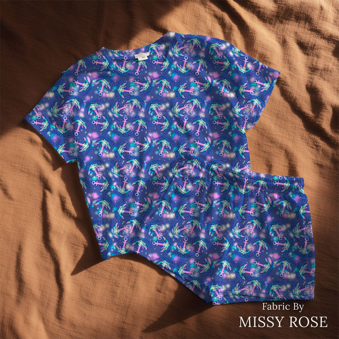 Design 349 Jesus Fabric sewn into a lounge set – see how the print looks made up | Fabric by Missy Rose