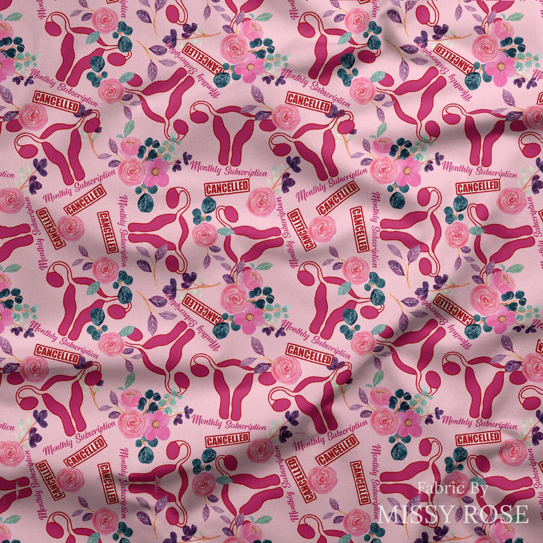 Design 353 Cancelled Fabric draped fabric mockup – custom printed fabric by the metre | Fabric by Missy Rose