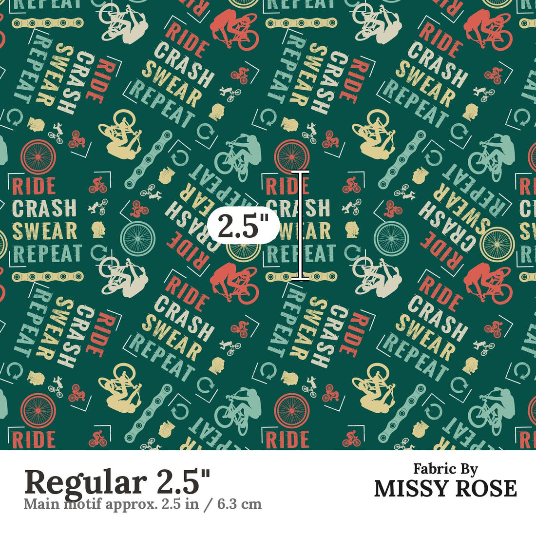 Design 354 Mountain Bike Fabric Regular 2.5" - print scale | Fabric by Missy Rose