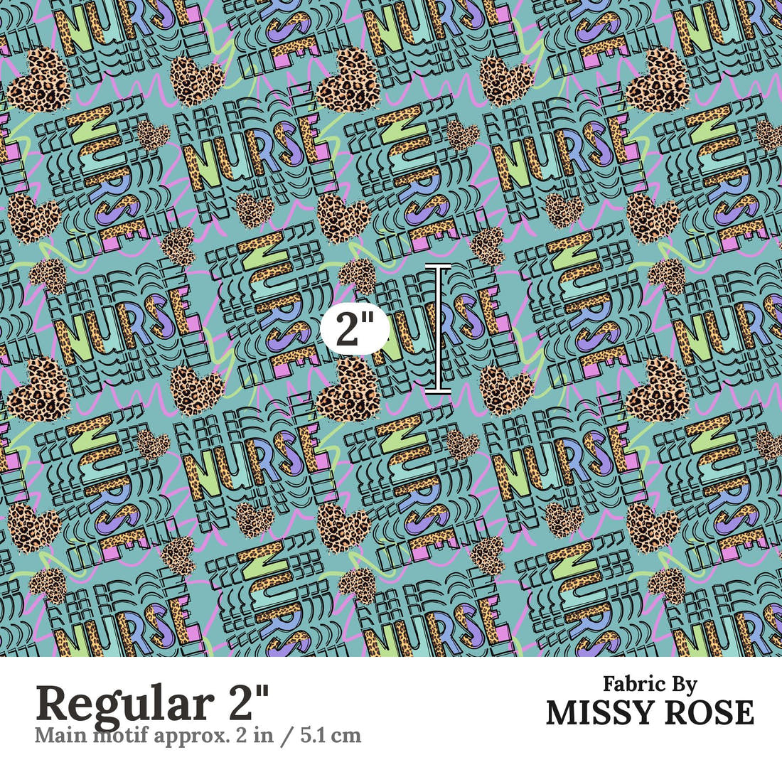 Design 356 Nurse Fabric Regular 2" - print scale | Fabric by Missy Rose