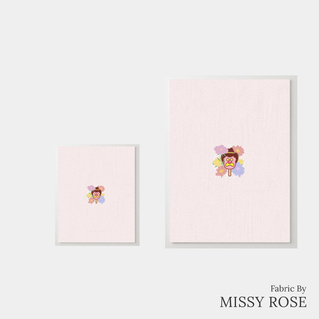 Design 357 Pastel Floral Ice Cream Panel – universal and adult panel sizes side by side | Fabric by Missy Rose