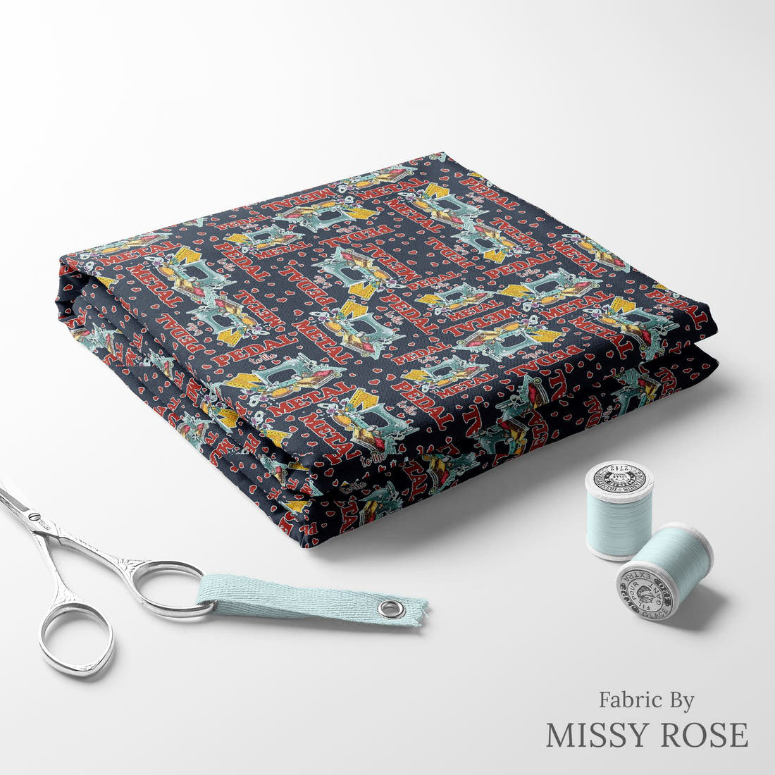 Design 358 Sewing Fabric folded fabric stack with matching thread – pre-order fabric Australia | Fabric by Missy Rose