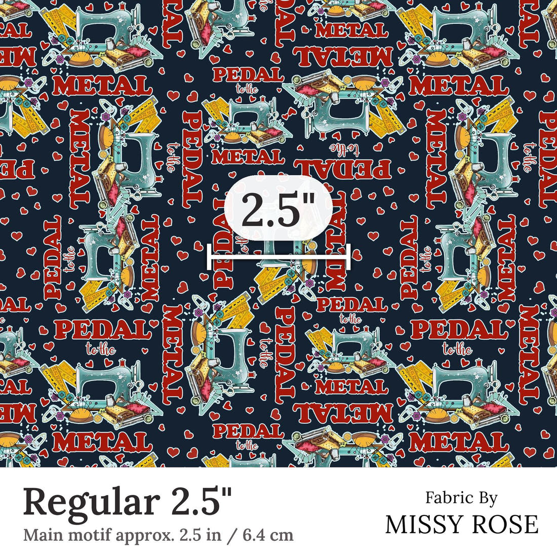 Design 358 Sewing Fabric Regular 2.5 inch print scale guide | Fabric by Missy Rose