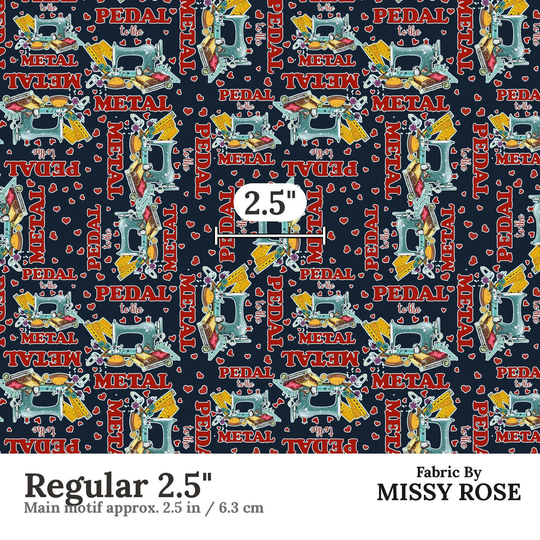 Design 358 Sewing Fabric Regular 2.5" - print scale | Fabric by Missy Rose